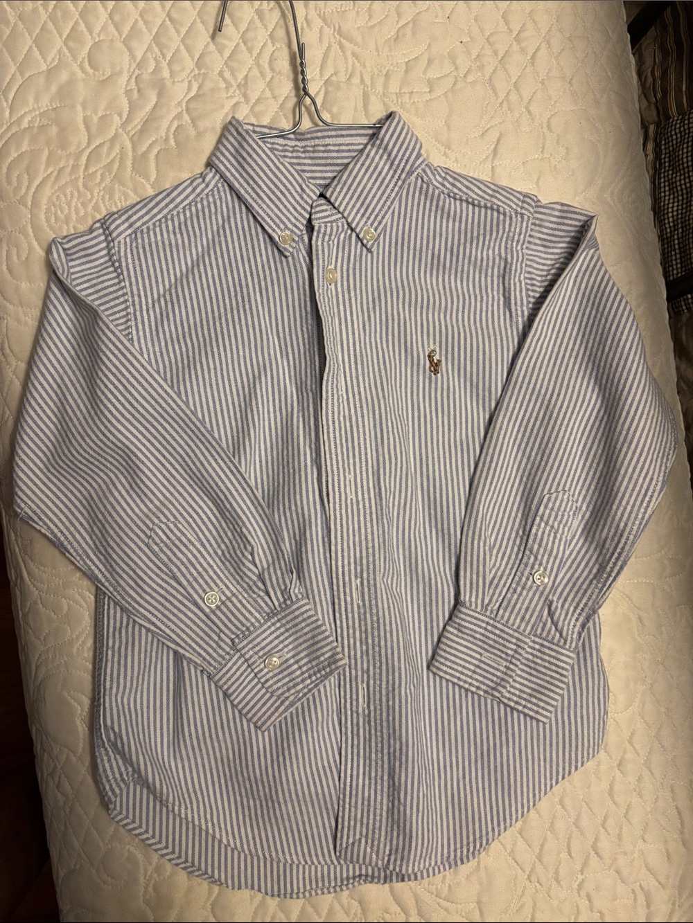 Ralph Lauren Light Blue & White Striped Oxford Button-Down Shirt